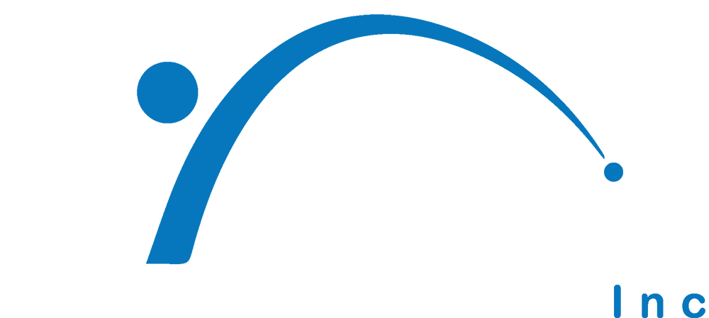 A stylized blue logo with a large curved line ending in a smaller dot and a larger dot at the beginning, resembling a person in motion, with "Inc" at the bottom right corner, perfect for your website header to boost SEO keywords.