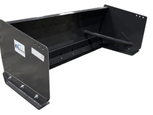 The Dingo Snow Pusher, an industrial attachment with a wide, reinforced blade and mounting bolts, is designed for efficient snow removal when mounted on a vehicle.